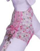 Cha-Cha Couture Daisy Paws Harness Vest with Matching Leash - This harness vest is made with a soft cotton flowered fabric and adorned with beautiful flower shaped buttons.