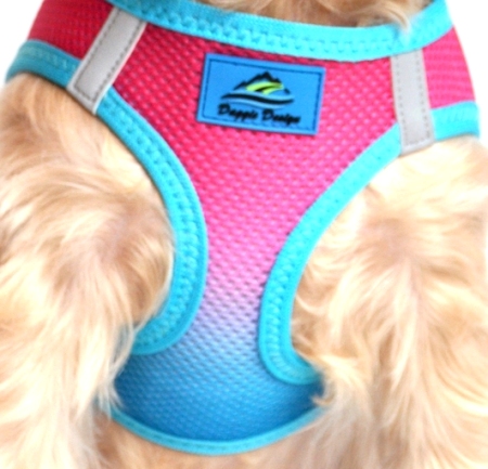 Doggie Design - Sugar Plum (Aqua & Pink) Choke-Free Mesh Harness - NEW for Spring 2015  Our latest Patented Ombre American River Choke Free Harnesses.