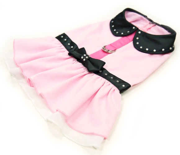 DOGO Design - Easy-D Bling Harness Dress - Rhinestones studded around collar and belt with a bling bowtie. This is a an elegant dress featuring Easy-D functionality.