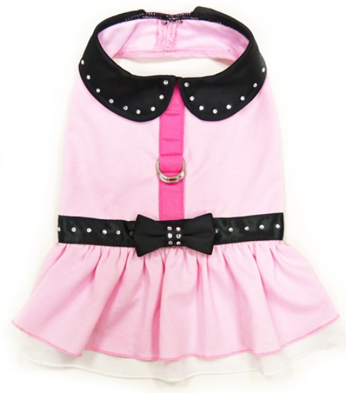 DOGO Design - Easy-D Bling Harness Dress - Rhinestones studded around collar and belt with a bling bowtie. This is a an elegant dress featuring Easy-D functionality.