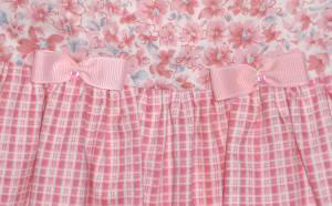 Fancie Face Country Pupkin Harness Dress with Matching Leash - Pink floral bodice.  Gathered skirt and collar are made to match in pink plaid.  Three tiny pink bows, two at the waist and one on the collar.  Stretch neck and tummy band.  Matching Leash included.