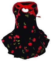 Hip Doggie - Black Cherry Dress - Cherry print cotton/lycra dress with red lacy trim & keyhole detail.
