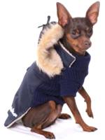 Tabitha & Angus - Faux Sherpa-lined polyester coat, with knitted turtleneck body.  Faux fur trimmed removable hood is also lined with faux sherpa.