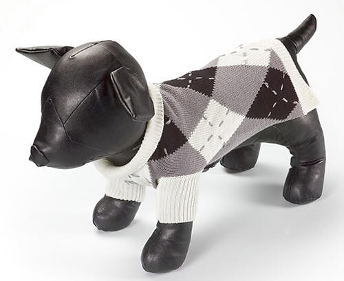 VIPoochy - Classic Argyle - Soft, light-weight 65% Angora / 35% Wool, charcoal-white-black argyle sweater.  A restyled classic.