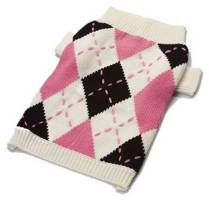 VIPoochy - Classic Argyle Sweater - Soft, light-weight 65% Angora / 35% Wool ivory, pink, black argyle sweater.  A restyled classic.